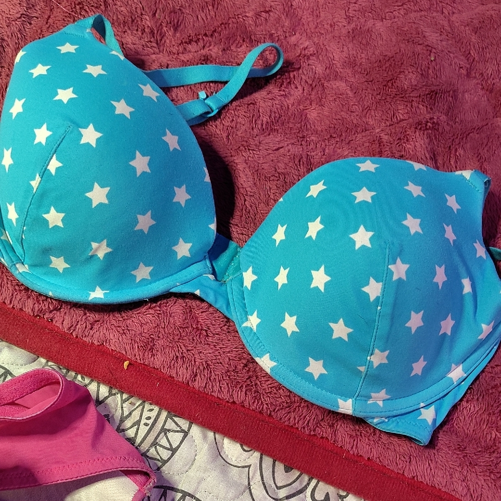 Flirtitude Teal Bra with White Accents